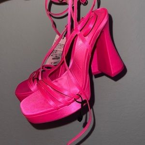 ZARA platform heels neon pink